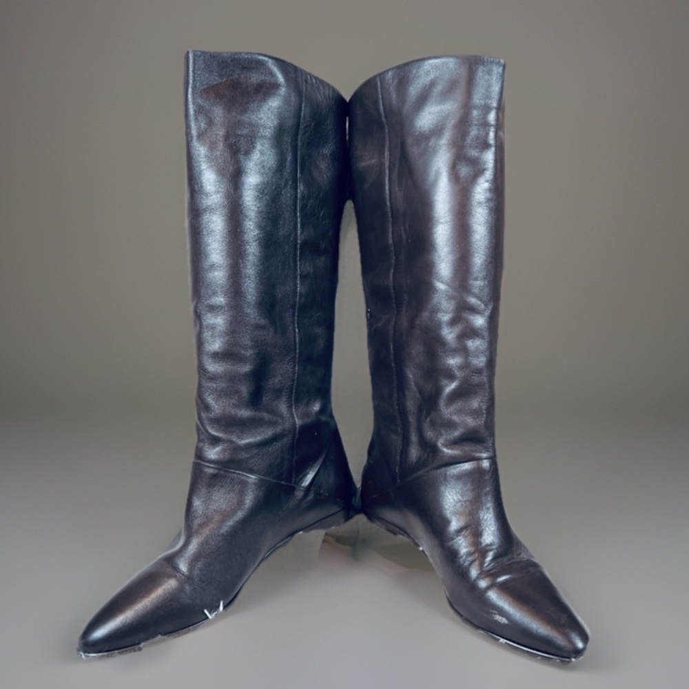Boho Chic sz 8M Brown Leather Versatile Fold Over High Boots EUC